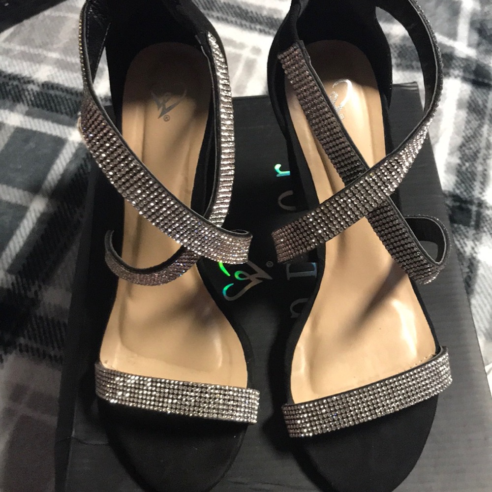 Black suede heels